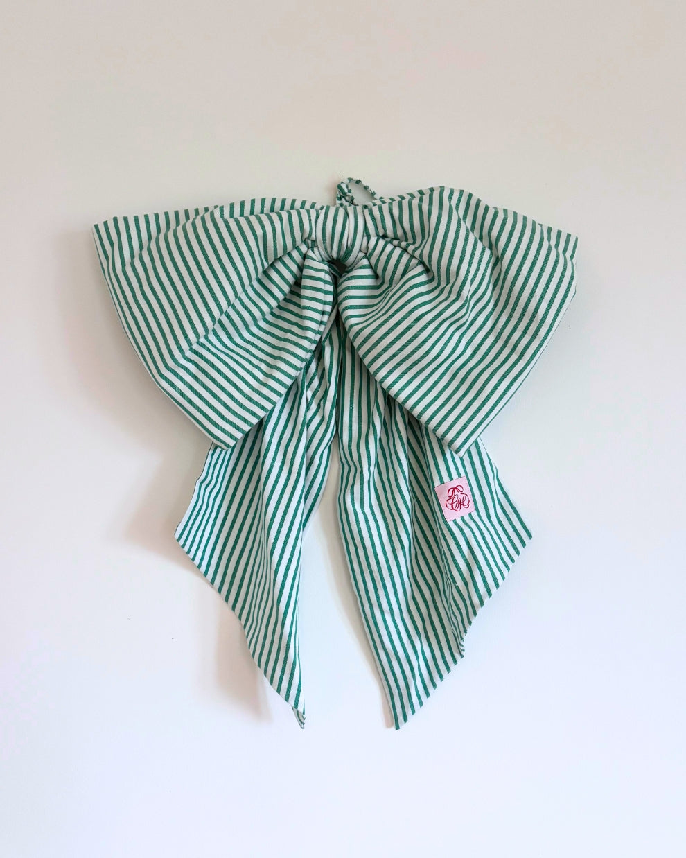 Puffy Bow - Emerald Candy Stripe
