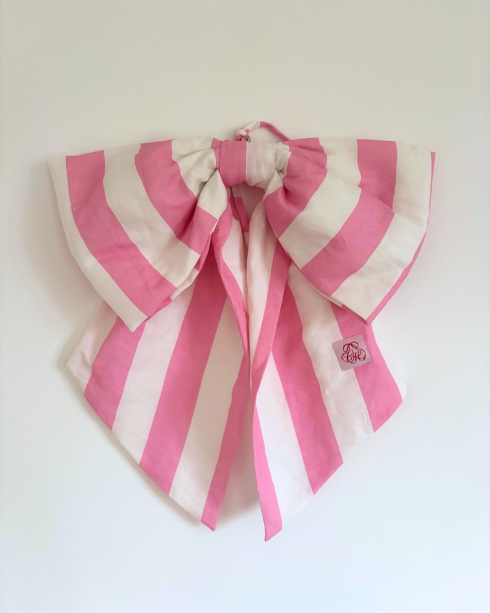 Puffy Bow - Pink/White Circus Stripe